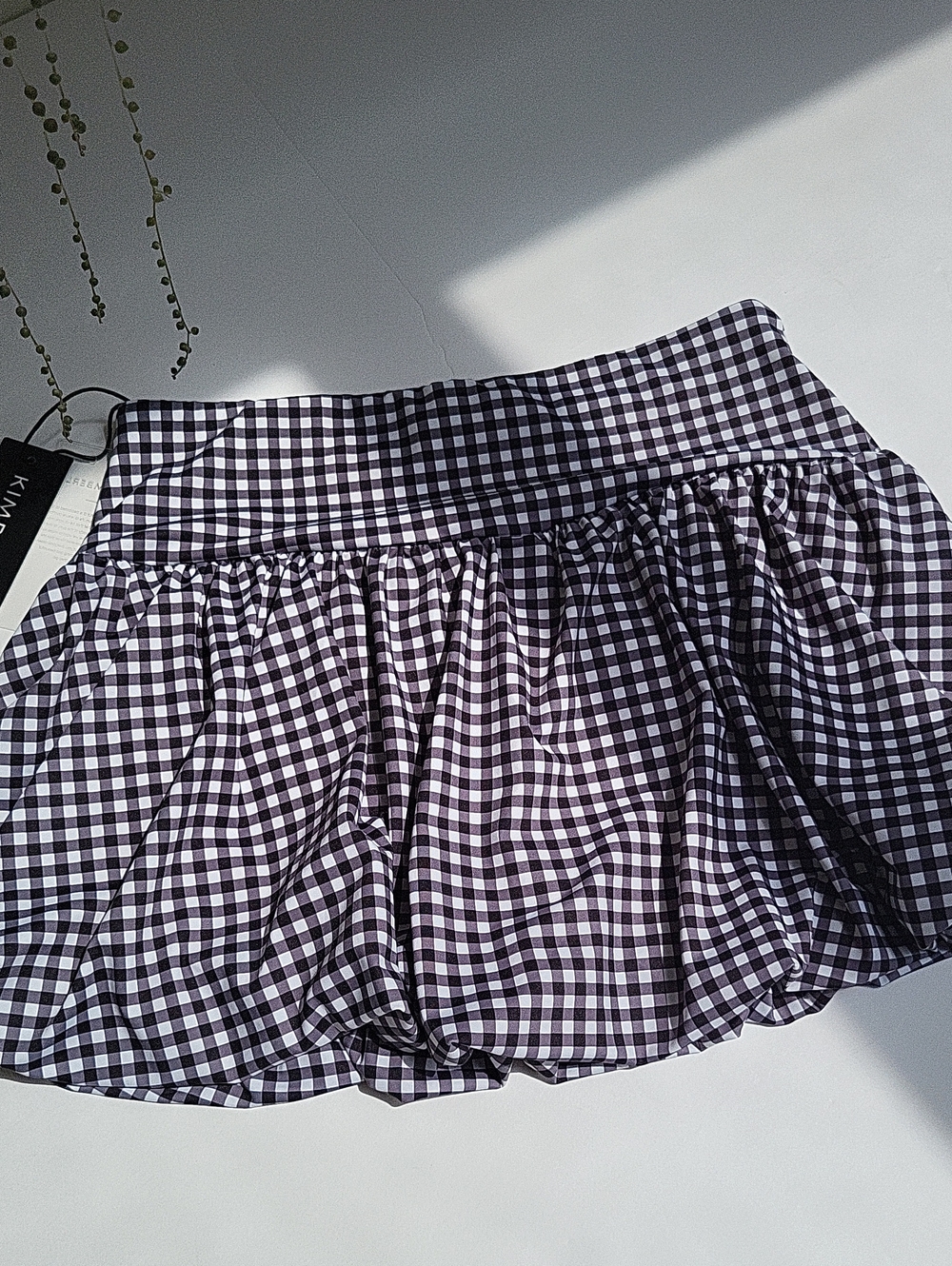 Black Gingham Athleisure Bubble Hem Tennis Mini Skirt Picnic Skort Coquette Y2K - Picture 7 of 7